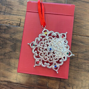 LENOX Sparkle and Scroll MultiColor gems Snowflake Ornament